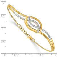 Thumbnail for 14k Polished Diamond Oval Bar 7in w/.5in ext Bracelet