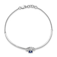 Thumbnail for 14k White Gold Diamond/Sapphire Triangles 7in w/.5in ext Bracelet