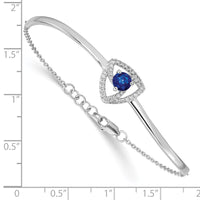 Thumbnail for 14k White Gold Diamond/Sapphire Triangles 7in w/.5in ext Bracelet