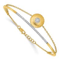 Thumbnail for 14k Satin Diamond Flower 2-strand 7in w/.5in ext Bracelet