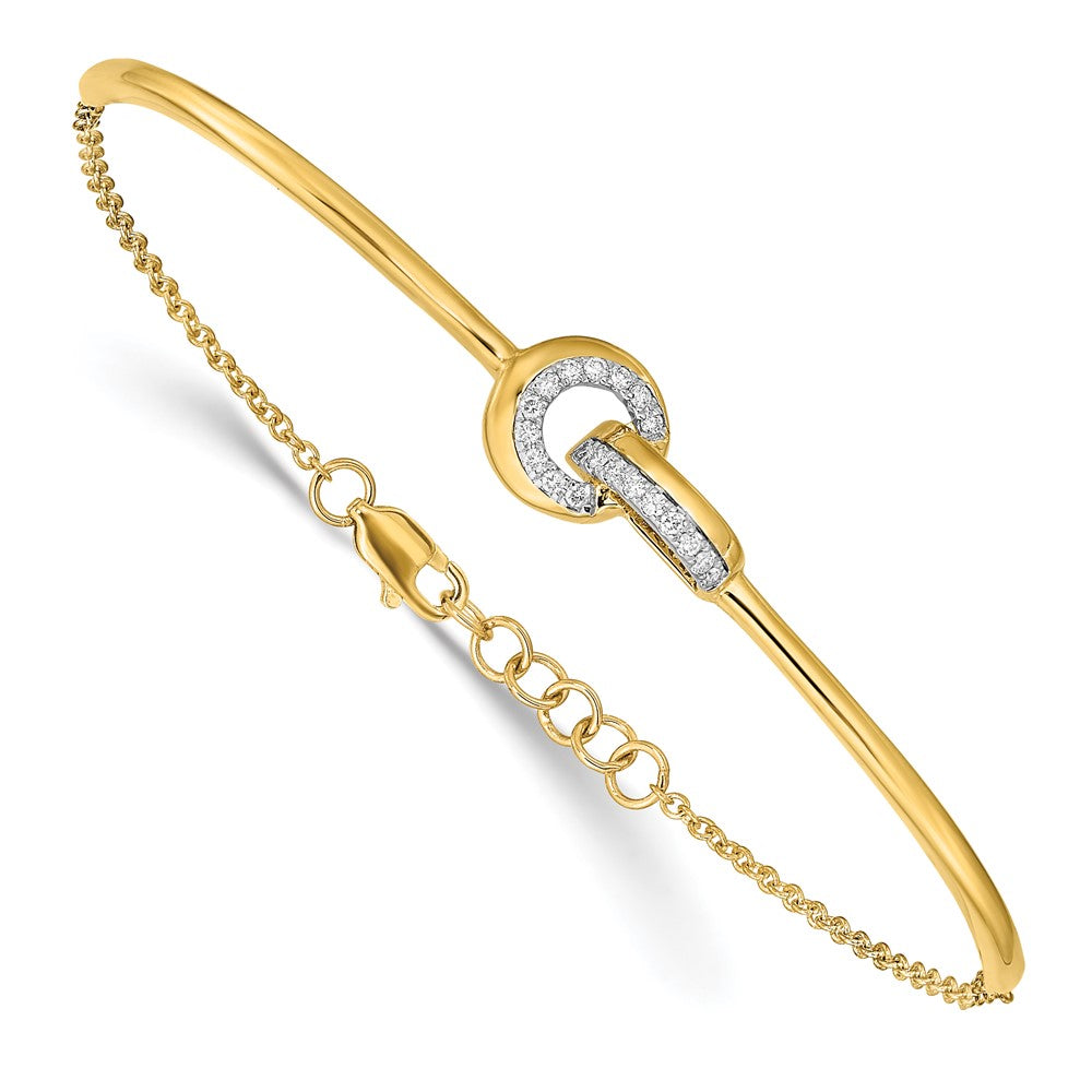 14k Polished Diamond Fancy Shaped Bar 7in w/.5in ext Bracelet