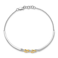 Thumbnail for 14k Two-tone Polished Diamond Circles Bar 7in w/.5in ext Bracelet