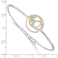 Thumbnail for 14k Two-tone Diamond Circle Cluster Bar 7in w/.5in ext Bracelet