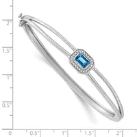 Thumbnail for 14k White Gold Emerald-shape Blue Topaz and Diamond Halo Bangle