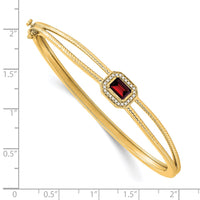 Thumbnail for 14k Emerald-shape Garnet and Diamond Halo Bangle