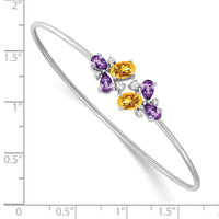 Thumbnail for 14k White Gold Amethyst/Citrine/Diamond Bangle