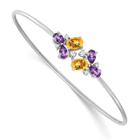 Thumbnail for 14k White Gold Amethyst/Citrine/Diamond Bangle