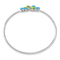 Thumbnail for 14k White Gold Blue Topaz/Peridot/Diamond Bangle
