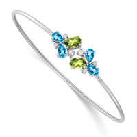 Thumbnail for 14k White Gold Blue Topaz/Peridot/Diamond Bangle