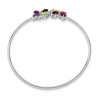 Thumbnail for 14k White Gold Amethyst/Peridot/Garnet/Diamond Bangle