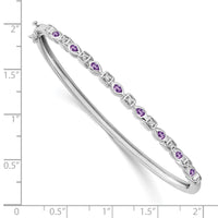 Thumbnail for 14k White Gold Amethyst and Diamond Bangle