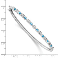Thumbnail for 14k White Gold Blue Topaz and Diamond Bangle