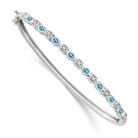 Thumbnail for 14k White Gold Blue Topaz and Diamond Bangle