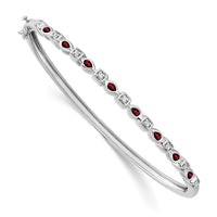 Thumbnail for 14k White Gold Garnet and Diamond Bangle