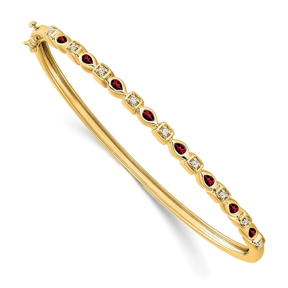 14k Garnet and Diamond Bangle