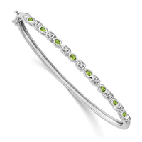 Thumbnail for 14k White Gold Peridot and Diamond Bangle