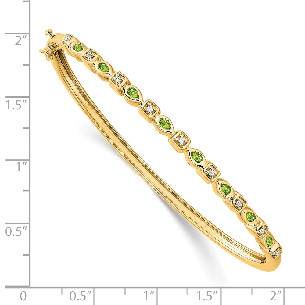 14k Peridot and Diamond Bangle