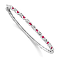 Thumbnail for 14k White Gold Ruby and Diamond Bangle