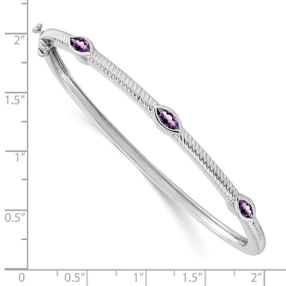 14k White Gold Marquise Bangle
