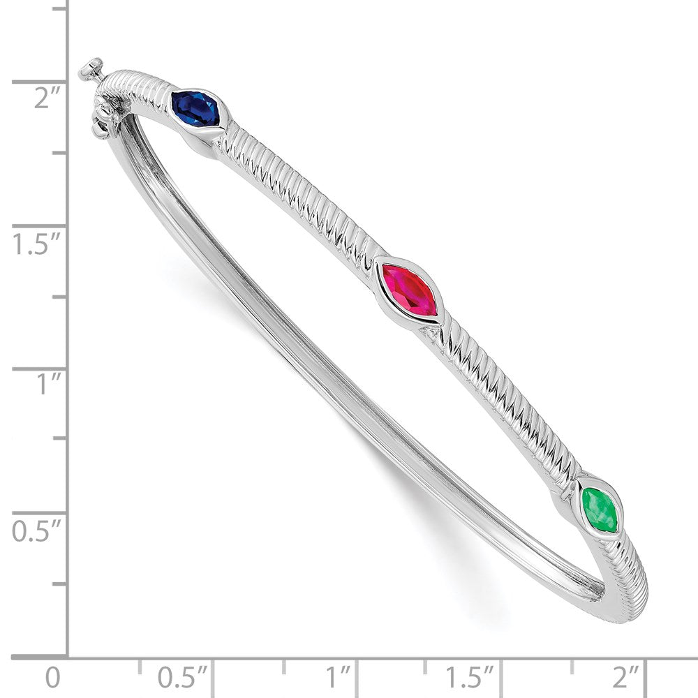 14k White Gold Marquise Bangle