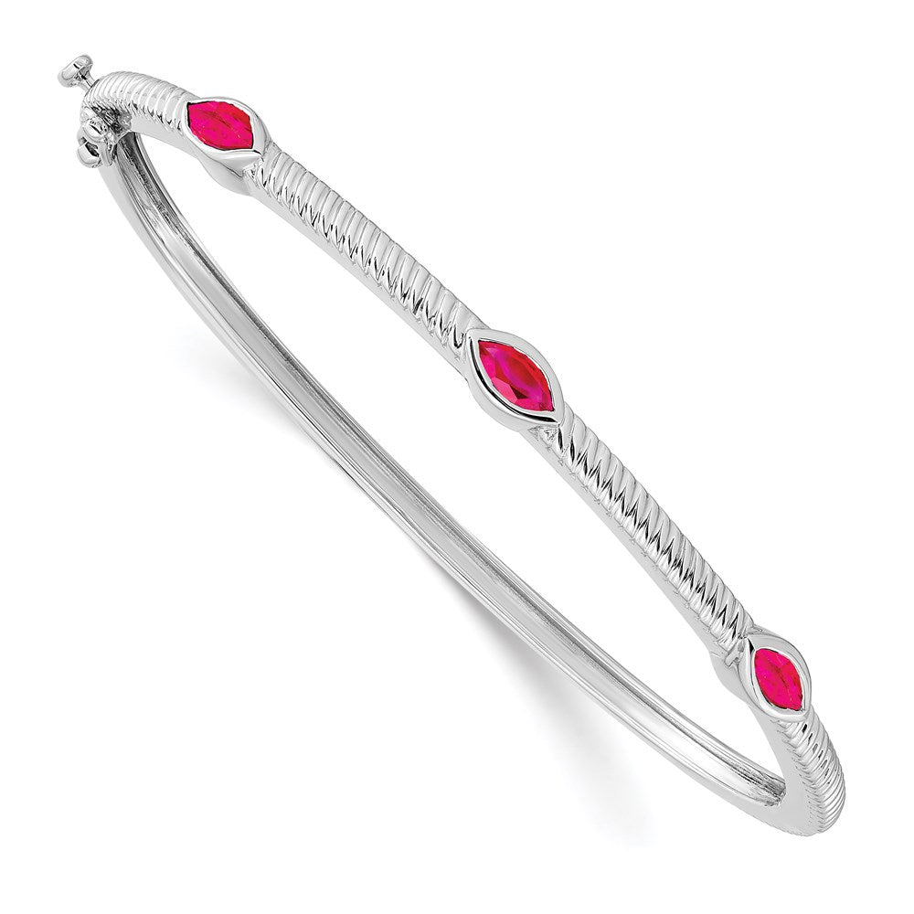 14k White Gold Marquise Bangle