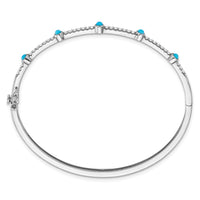 Thumbnail for 14k White Gold Turquoise and White Topaz Bangle