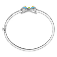 Thumbnail for 14k White Turquoise/Peridot/Citrine/Wh. Topaz Butterfly Bangle