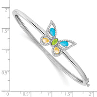 Thumbnail for 14k White Turquoise/Peridot/Citrine/Wh. Topaz Butterfly Bangle