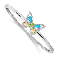 Thumbnail for 14k White Turquoise/Peridot/Citrine/Wh. Topaz Butterfly Bangle