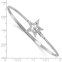 Thumbnail for 14k White Gold Polished Diamond Star Hinged Bangle