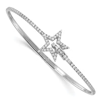 Thumbnail for 14k White Gold Polished Diamond Star Hinged Bangle