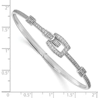 Thumbnail for 14k White Gold Polished Diamond Square Buckle Hinged Bangle
