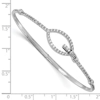 Thumbnail for 14k White Gold Polished Diamond Oval Buckle Hinged Bangle