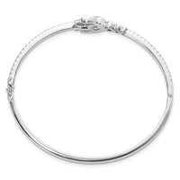 Thumbnail for 14k White Gold Diamond Star & Moon Bangle