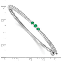 Thumbnail for 14k White Gold Emerald and Diamond Bangle