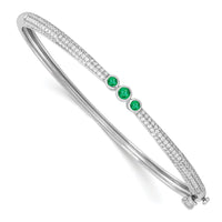 Thumbnail for 14k White Gold Emerald and Diamond Bangle