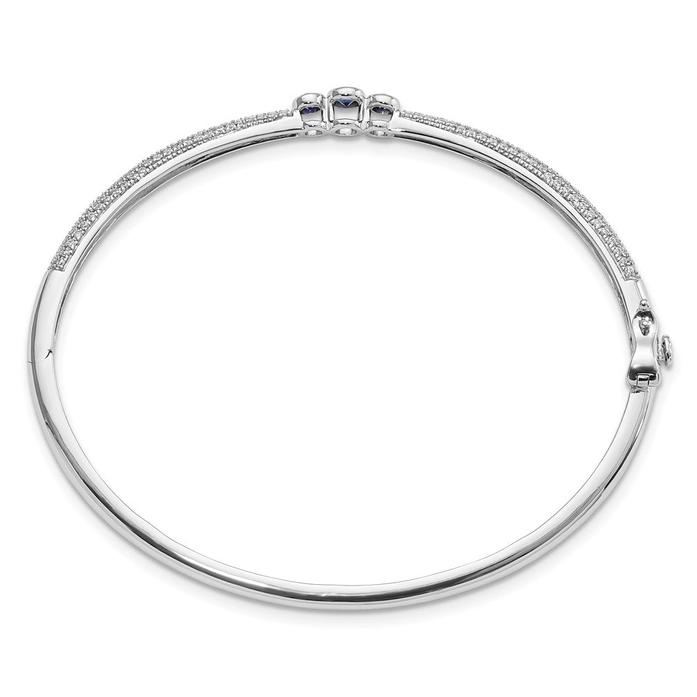 14k White Gold Emerald and Diamond Bangle