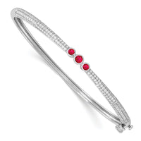 Thumbnail for 14k White Gold Emerald and Diamond Bangle