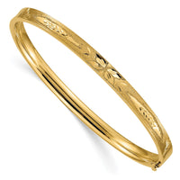 Thumbnail for 14k 3/16 Oversize Diamond-cut Concave Hinged Bangle Bracelet