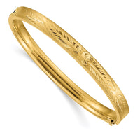 Thumbnail for 14k 4/16 Diamond-cut Concave Hinged Bangle Bracelet