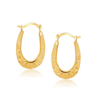 Thumbnail for 10k Yellow Gold Fancy Oval Hoop Earrings