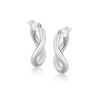 Thumbnail for 14k White Gold Italian Twist Hoop Earrings (5/8 inch Diameter)