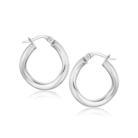 Thumbnail for 14k White Gold Italian Twist Hoop Earrings (5/8 inch Diameter)
