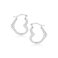 Thumbnail for 10k White Gold Heart Hoop Earrings
