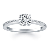 Thumbnail for 14k White Gold Classic Pave Diamond Band Engagement Ring