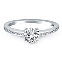 Thumbnail for 14k White Gold Classic Pave Diamond Band Engagement Ring