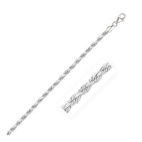 Thumbnail for 3.0mm 14k White Gold Solid Diamond Cut Rope Chain