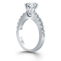 Thumbnail for 14k White Gold Diamond Micro Prong Cathedral Engagement Ring