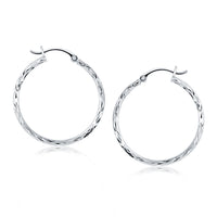 Thumbnail for 14k White Gold Diamond Cut Hoop Earrings