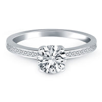 Thumbnail for 14k White Gold Engagement Ring with Diamond Channel Set Band